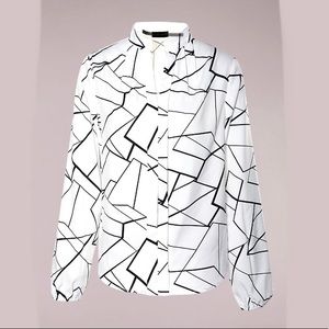 SOLD BlushMark Geometric Black and White Blouse